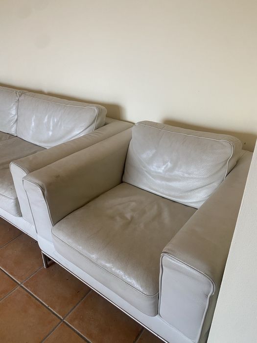 Conjunto de Sofás Cabedal Brancos