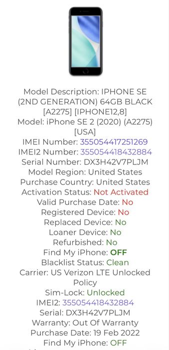 Новый iPhone SE 2020 64GB Black Neverlock