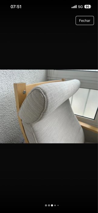 POÄNG Poltrona, chapa de carvalho c/velatura branca