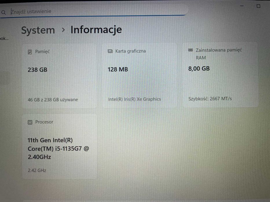 Dell Vostro 3500 i5-1135G7 8GB 256GB FHD PL