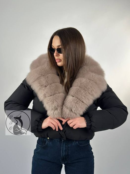 Куртка-пуховик зимняя с натуральным мехом финского песца. 42,44,46,48