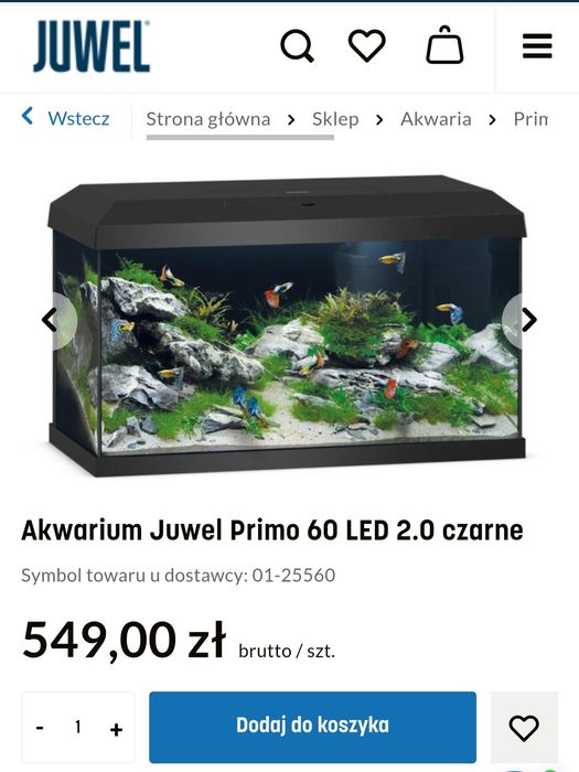 Akwarium Juwel PRIMP 60 + akcesoria . Kompletny zestaw