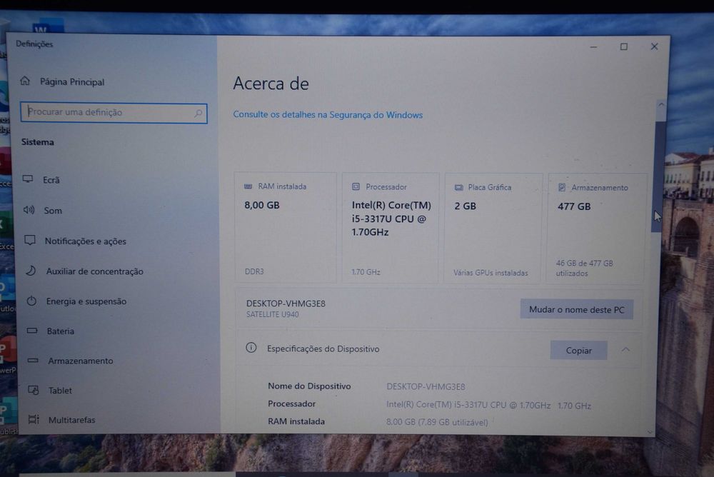 Portátil Toshiba Satellite U940-112 Win10 Pro