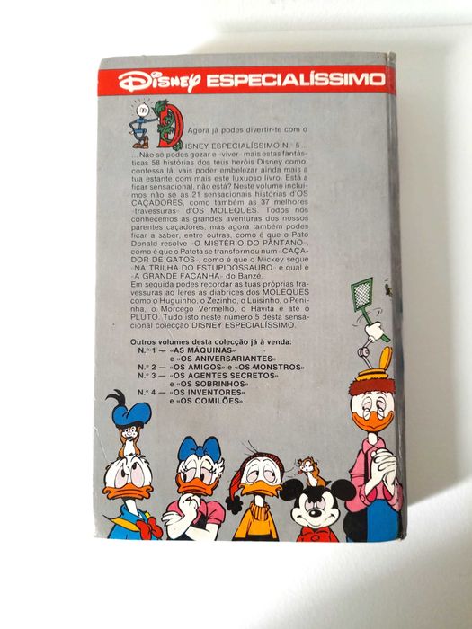 Livro Vintage de BD Disney Especialíssimo Número 5 Coleção Anos 80