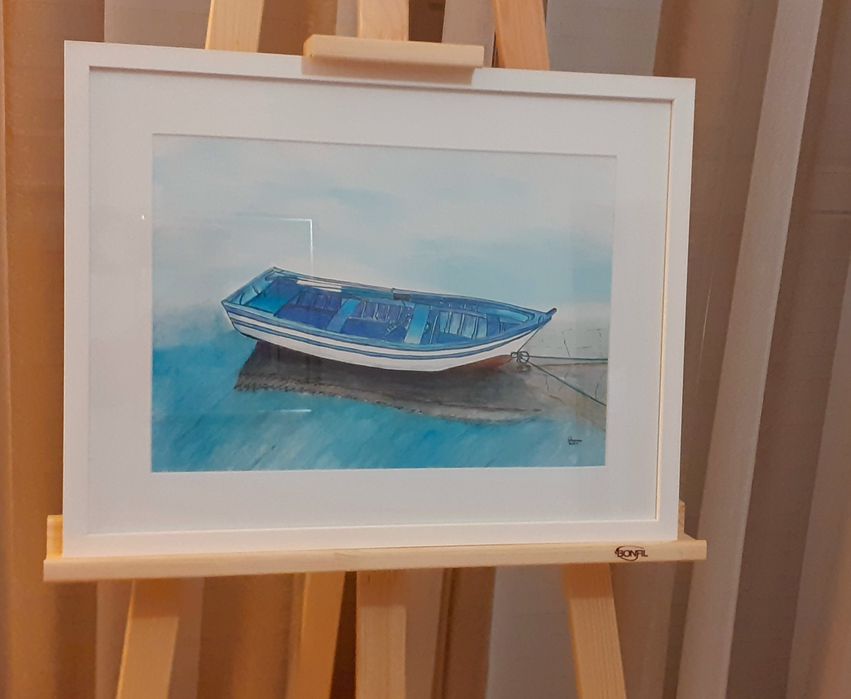 Quadro pintura original barco de pesca Setúbal