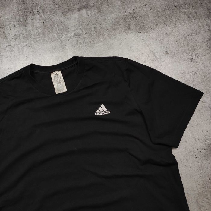 MĘSKA Koszulka Bawełna Czarna Codzienna Haft Logo Adidas Sport Casual
