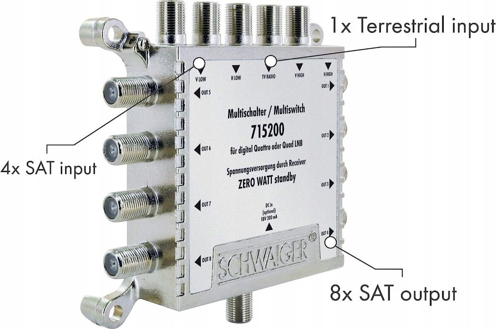 Multiprzełącznik SAT 5200 5/8 Schwaiger 1 na 8