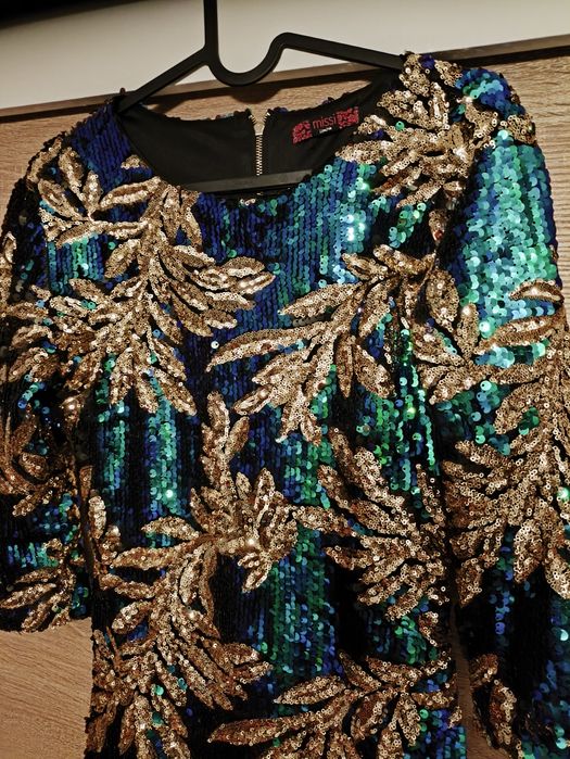 Sukienka Missi London s cekiny karnawał zielona Sylwester piękna