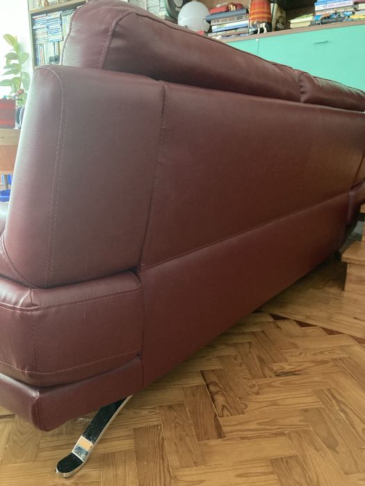 Sofá de pele HAWAI Conforama vermelho escuro