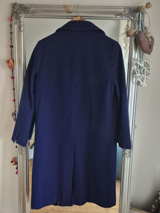 TOPSHOP, Kobaltowy, niebieski płaszcz wełniany,  wełna,  r.38