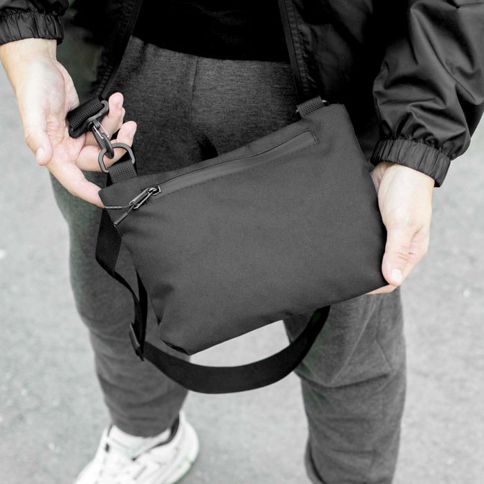 Тактична сумка через плече BLOK Slim барсетка чорна тканинна