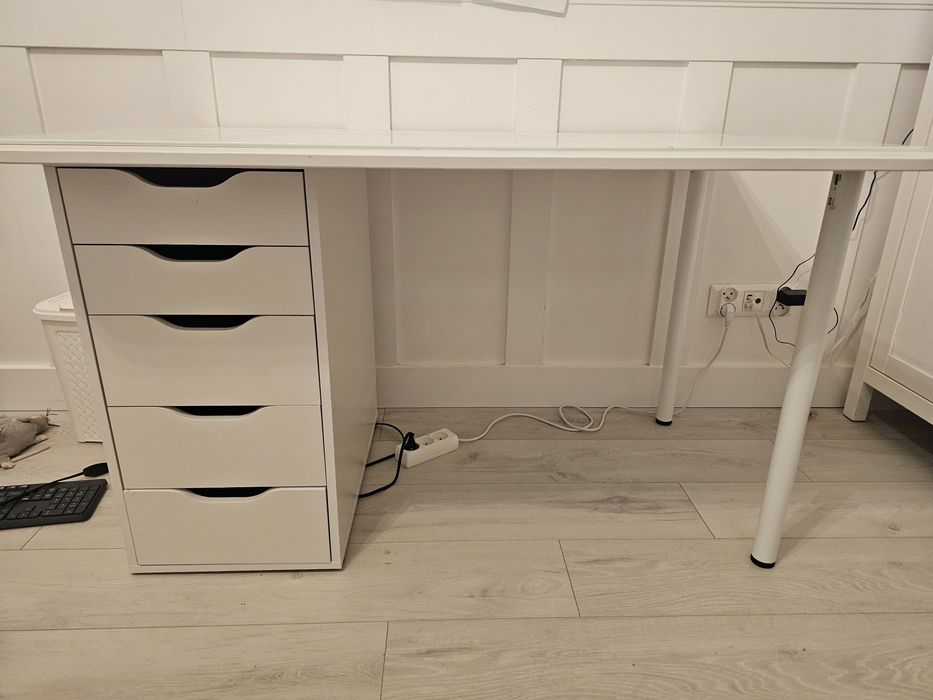 Biurko Ikea Lagkapten Alex 120 cm szeroki blat białe