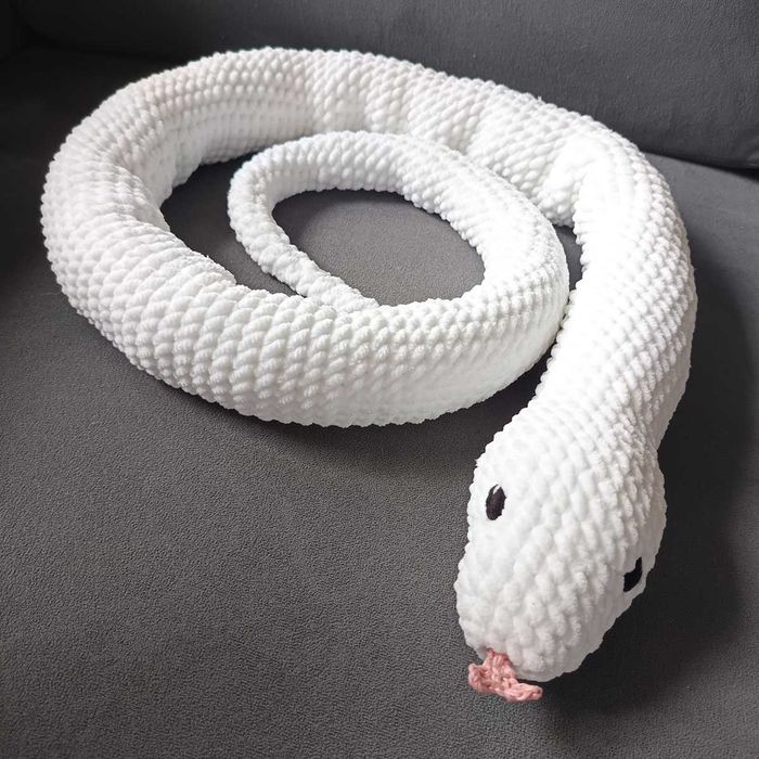 Duży wąż 150 cm na szydełku - mięciutka, ręcznie robiona przytulanka