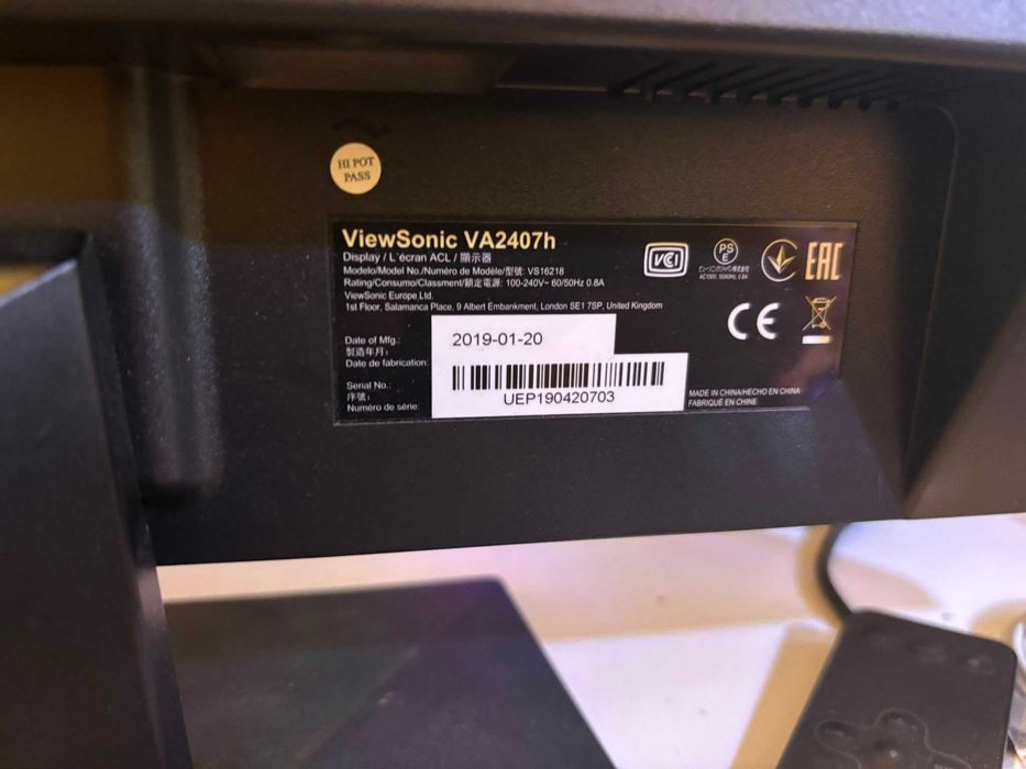 Monitor ViewSonic VA2407H 2019