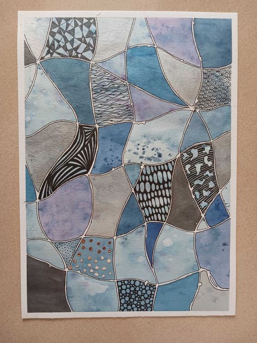 Obraz Akwarela Niebieska Abstrakcja 21 x 29,7