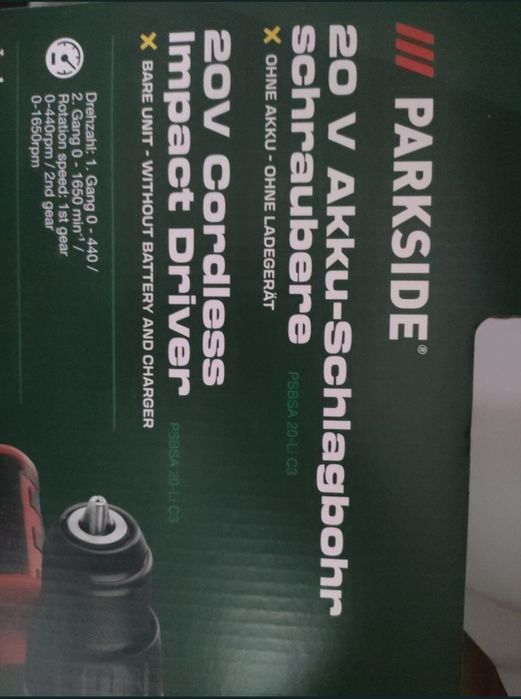 Wkrętarka udarowa Parkside 20V nowa bateria ladowarka dowod zakupu