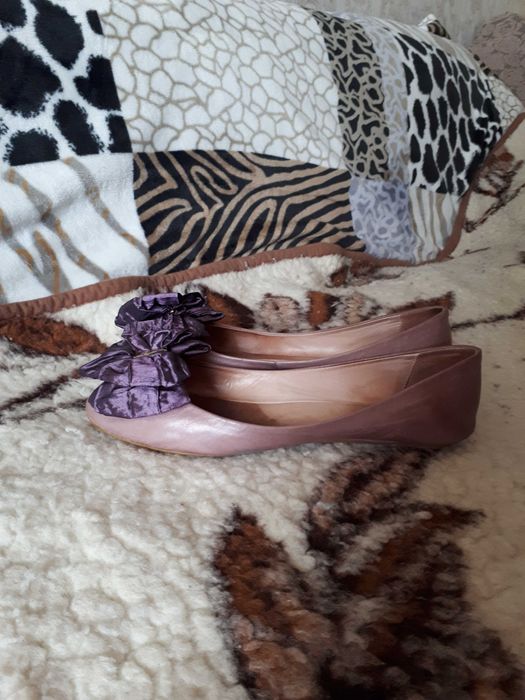 Балетки, туфли кожаные сиреневые