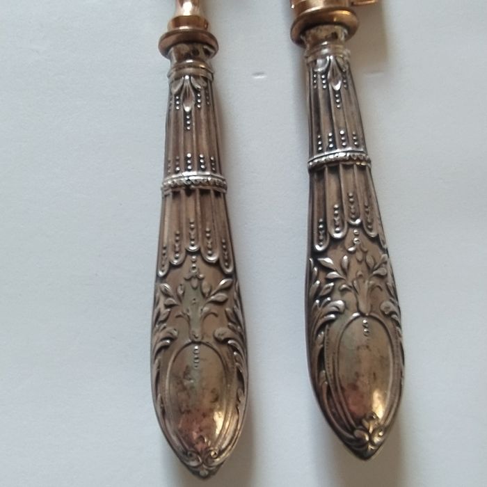 Par de talheres de trinchar em prata javali