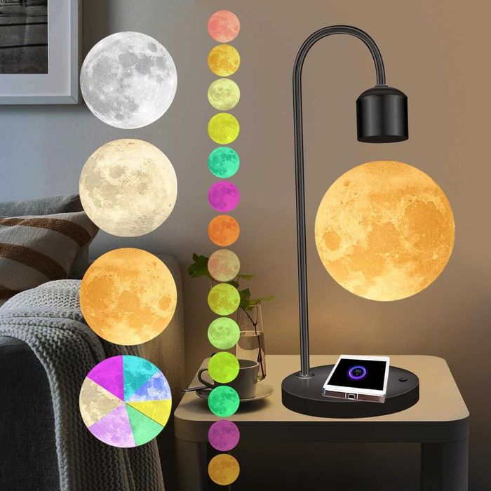 Lewitujaca lampa ksiezyc LED magnetyczna podstawa