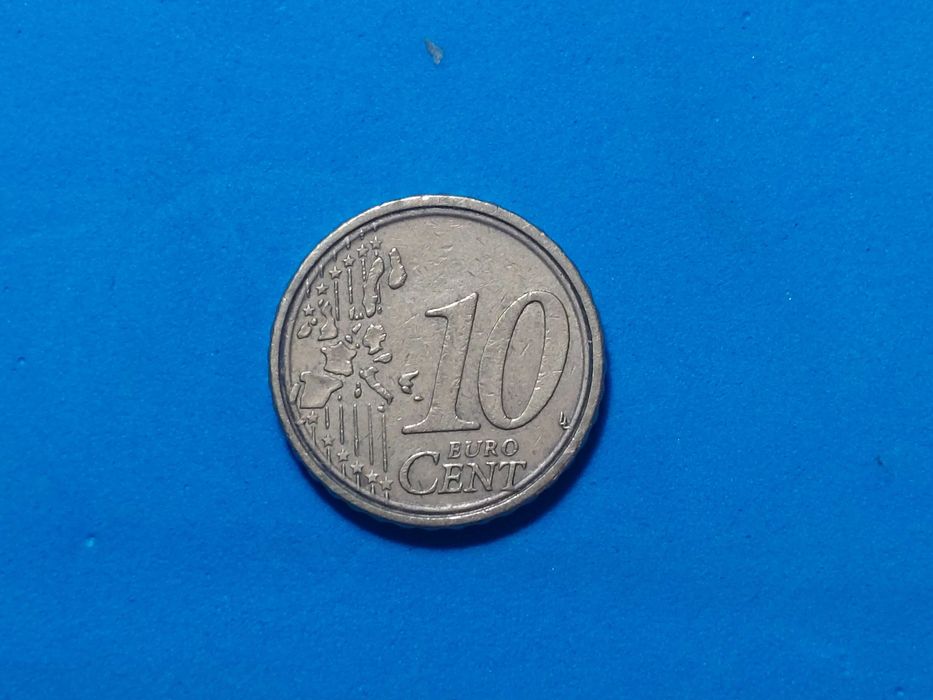 Moeda de 0,10 Cêntimos Itália com erro de cunhagem no bordo