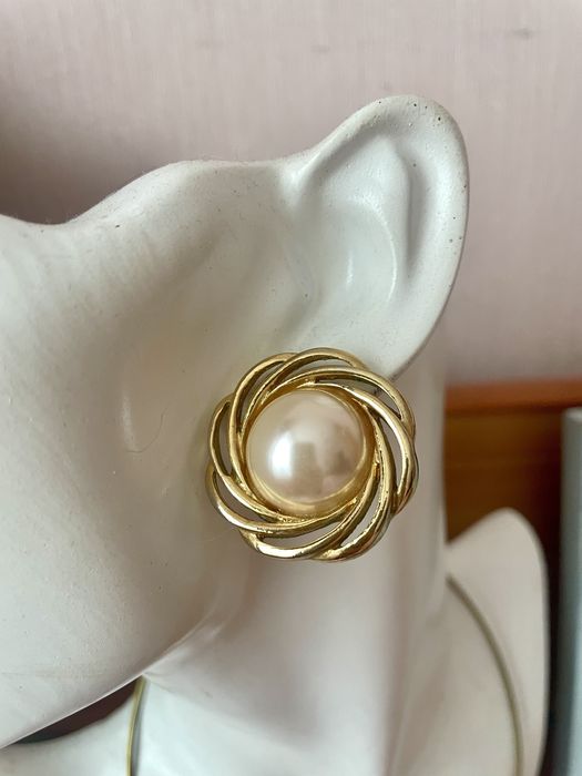 Вінтажні сережки перлини золотисті американський вінтаж