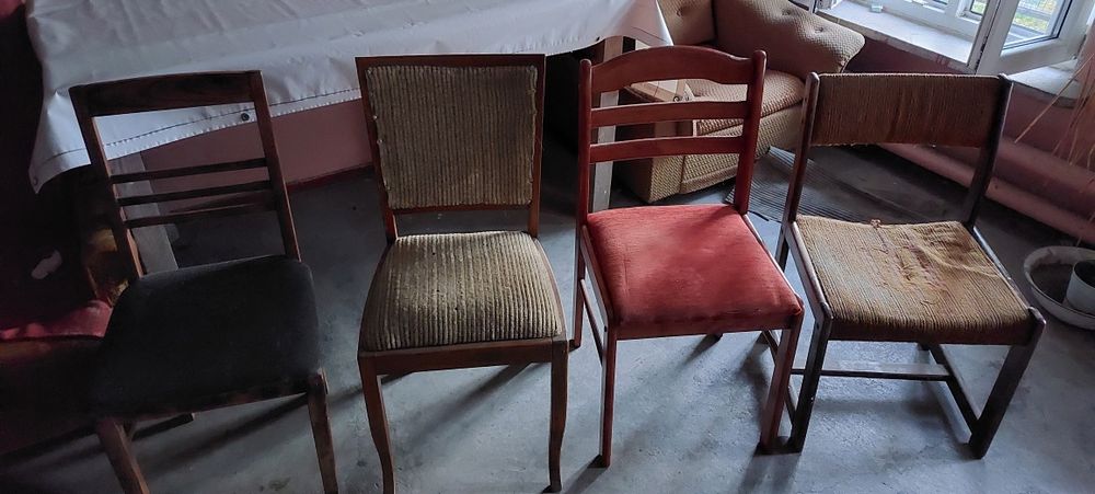 5 krzeseł krzesło taboret retro do tapicerki drewno w super stanie