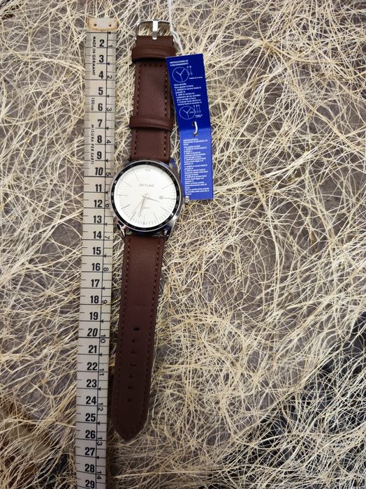 Relógio de pulso masculino, castanho em pele da Skyline