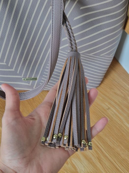 Torba Shopper Wittchen fioletowa liliowa skórzana chwost brelok