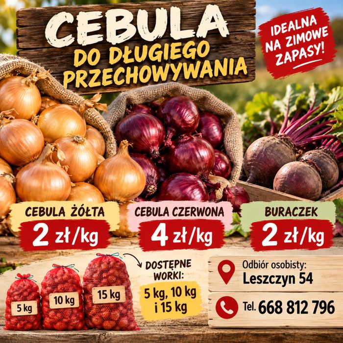 Cebula żółta i czerwona do długiego przechowywania + buraczki
