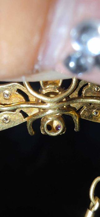 1895 Libélula com olhos de rubi 24k