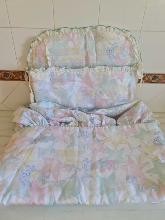 Conjunto Edredão Protetor Berço Roupa Cama Bebé Vintage Baby Bedding