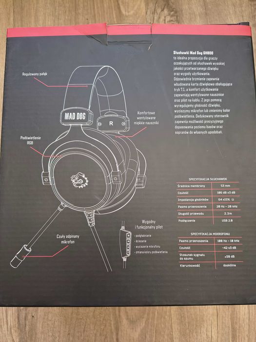 MAD DOG GH 800 - Słuchawki gamingowe 7.1 Surround