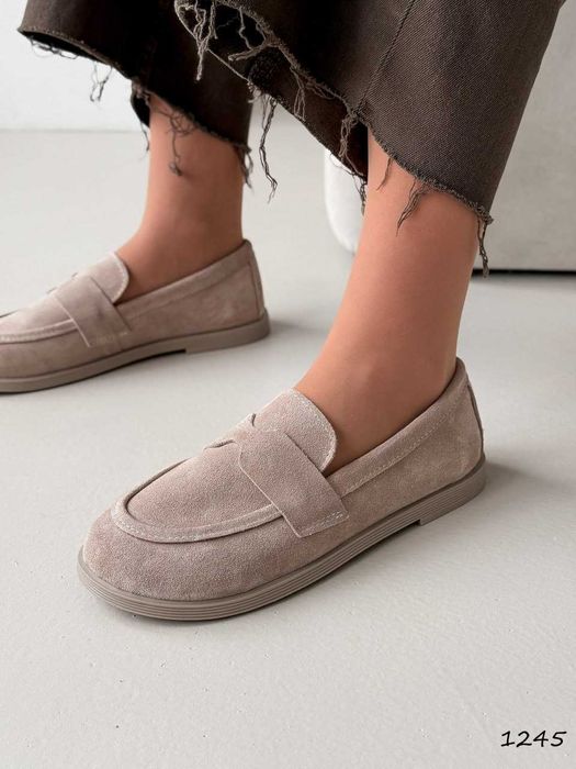 Жіночі лофери Alain бежеві з натуральної замші (36-41) весняне взуття