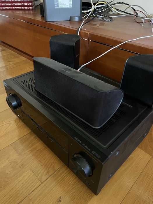 Pioneer vsx-423 com 4 colunas, 1 subwoofer e comando