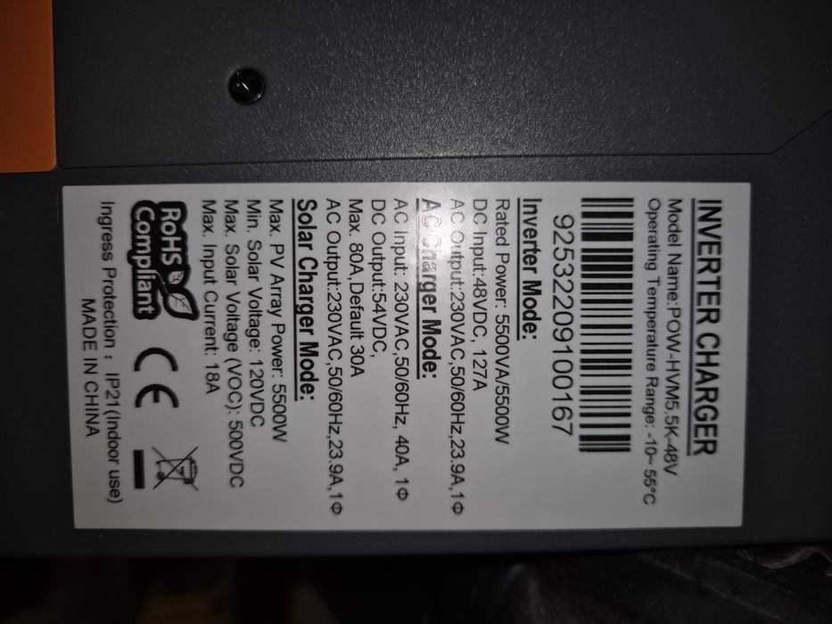 Комплект рез. живлення, гібрідний інвертор PowerMR 5,5 Kwt + АКб 6 Кwt