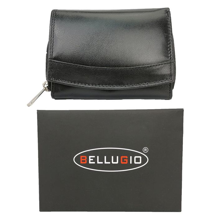 mały portfel damski ze skóry bellugio - czarny