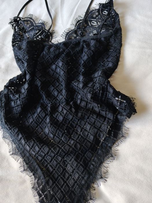 Intimissimi czarne delikatne seksowne body koronkowe L