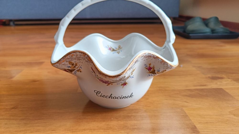 Porcelanowy koszyk Chodzież Ciechocinek oryginał PRL