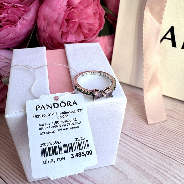 Каблучка Пандора Pandora оригінал кільце Кольцо «Рожевий бант» нова