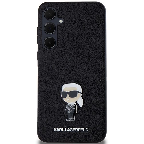 Etui Karl Lagerfeld Fixed Glitter Ikonik Logo Metal Pin na Samsung Galaxy A35 - czarne