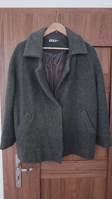 Kurtka ONE uni baranek boucle bukla khaki zielony