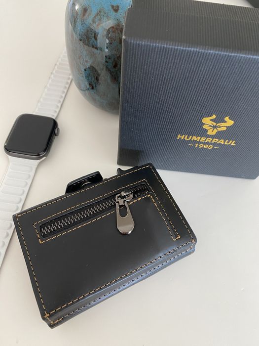 Carteira Pele Genuína Proteção RFID c/ porta moedas