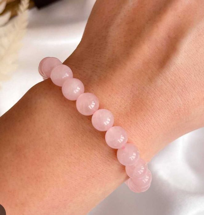 Браслет из розового кварца шарики р. 17-18-19 ручная работа