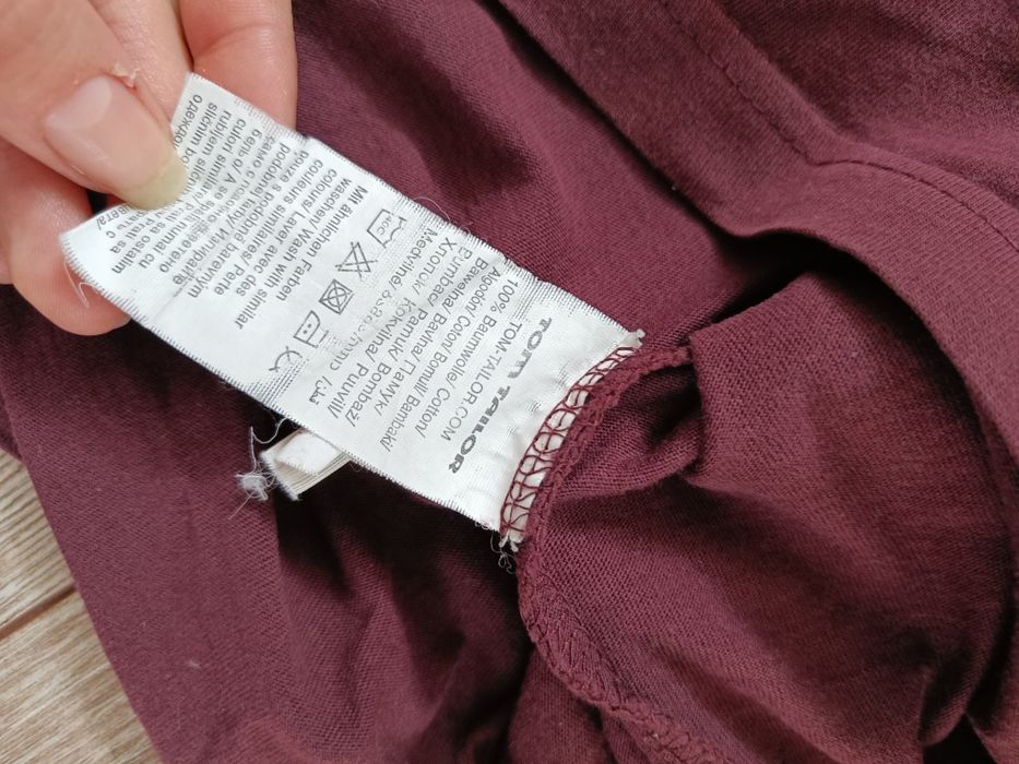 Tom Tailor koszulka bordowa M bawełniana