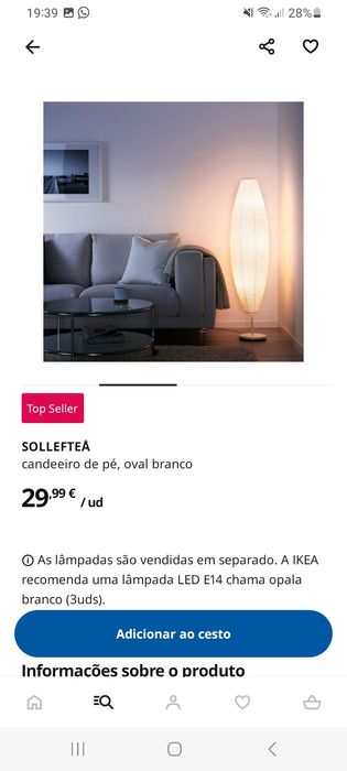 Candeeiro de pé SOLLEFTEA ikea
