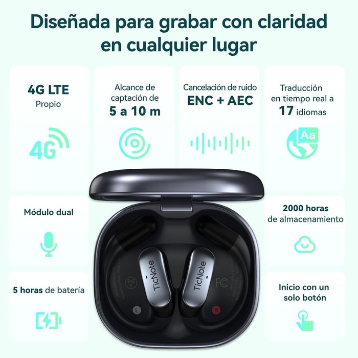 Gravador Inteligente TicNote Pods – Novo | Autônomo com IA