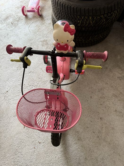 BiTWIN rower dla dziewczynki różowy z koszykiem i kółkami bocznymi