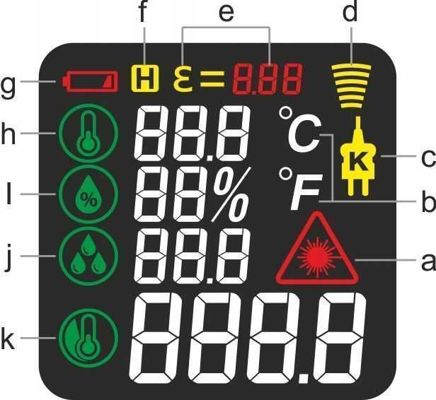 Pirometr Laserowy Termopara Higrometr -50 +650°C