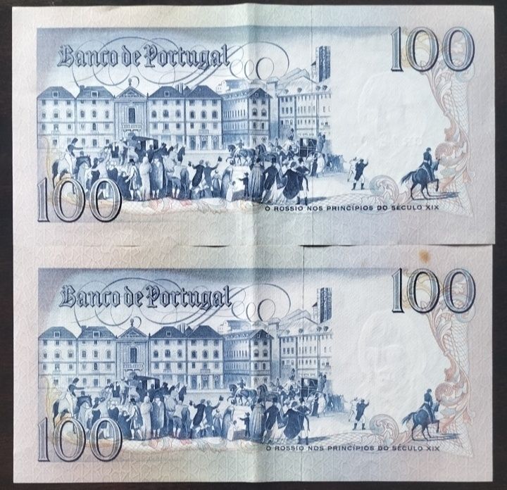 Lote 2 Notas 100$ 1980 Bocage Estado Belas