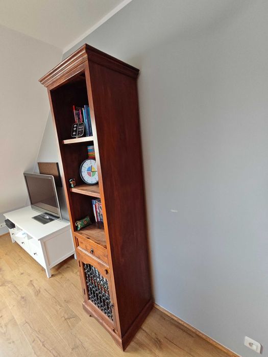 Regał Biblioteczka Kolonialna Almi Decor drewno z okuciami 210cmx55cm